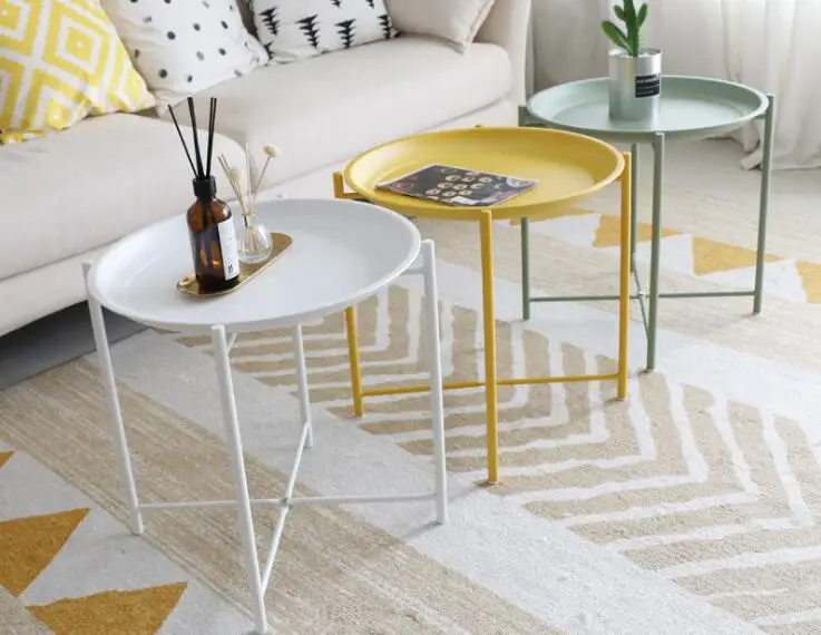 45*45CM Northern Europe tea table Iron side table Piano coating Bedside table Small disc Coffee table