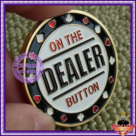 

Metal for Pressing Poker Cards Guard Protector No.124"ON THE DEALER BUTTON " Poker Chips Souvenir Coins