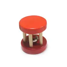 Прочные деревянные детские игрушки музыкальный инструмент Ранние развивающие большое колесо качения детские игрушки музыкальное ведро погремушки игрушки(темно-красный