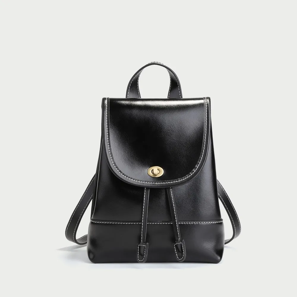 

Women 2018 New Leather Fashion Shoulder Bag Female Oil Wax Leather Simple Small Luxury High Quality Backpack Travel Backpack