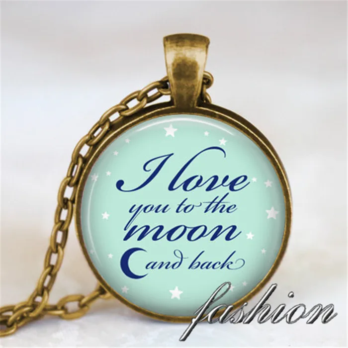 I love you to the moon and back Ожерелье Бирюзовое Аква подарок на день Святого Валентина