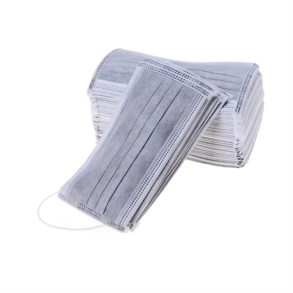 

50Pcs Hot Sale Disposable Activated Carbon Face Mouth anti fog Dust Filter Cycling Mask Wholesale