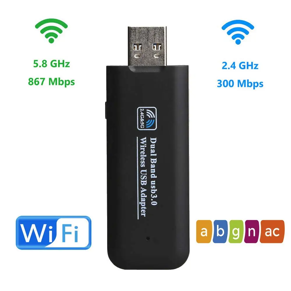 

KuWFi USB wireless adapter USB 3.0 Network Adapter 1200 Mbps 5.8 GHz2.4GHz Dual Band AC1200 For Laptop Support Windows Mac Linux