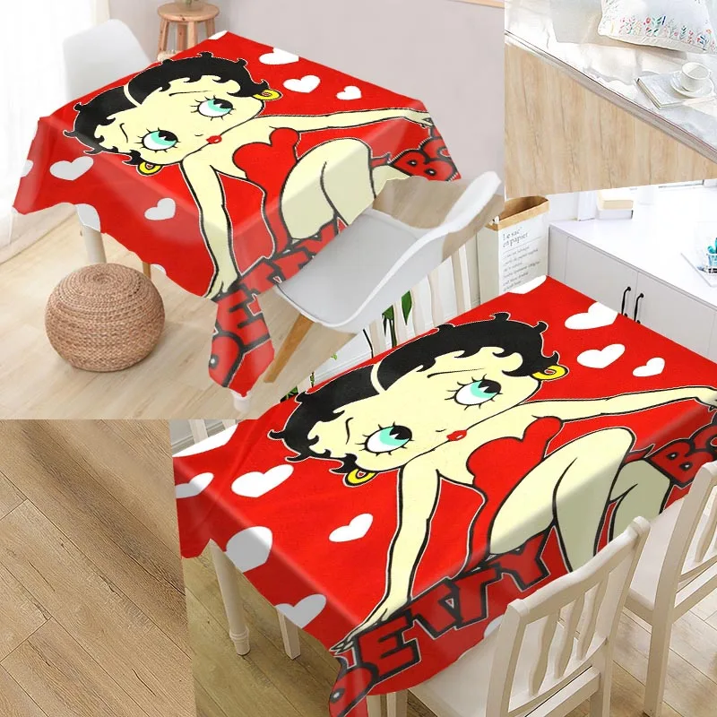 Пользовательские Betty Boop мультфильмы скатерти Оксфорд ткань прямоугольный водонепроницаемый маслонепроницаемый скатерти семья вечерние скатерти - Цвет: 10