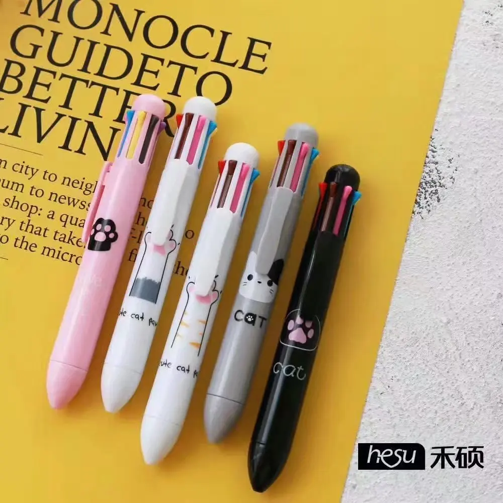

1 pcs Kawaii Cute Cat's Paw 8 color pen Ball Pens BallPen Ballpoit Pens School Supplies boligrafos Korean Stationery