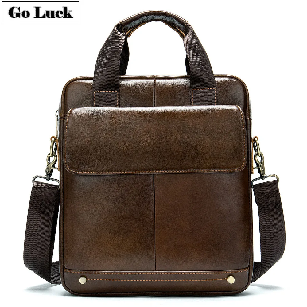 

Business Genuine Leather Men's Handbag Men Crossbody Shoulder Bag Male Cowhide Messenger Bags Top Handle Ipad Cell Phone Pack