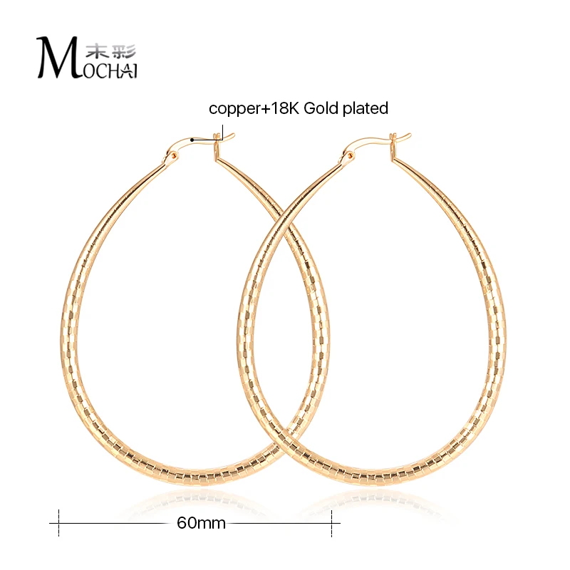 Простые овальные серьги-кольца для женщин позолоченный металл полосы воды серьга кольцо европейский бренд ювелирные изделия подарки ZK30 60 мм