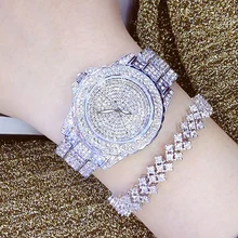 Señoras de La Manera Mujeres Del Reloj de Cuarzo Rhinestone de Cuero Casual Vestido Reloj de Oro Rosa de Cristal de Las Mujeres reloje mujer 2016 montre femme