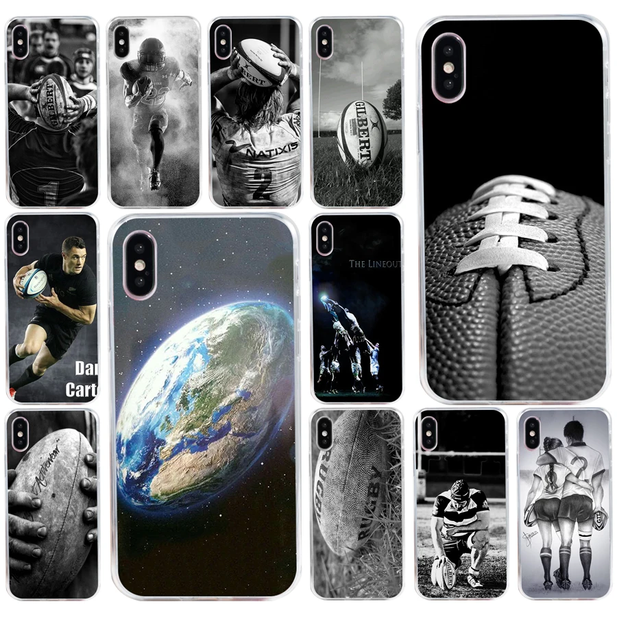 

217AQ Rugby Ball Sport Soft Silicone Tpu Cover phone Case for iphone 5 5s se X XR XS Max case