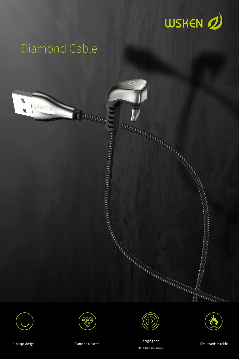 Xiaomi Wsken кабель usb type-C зарядный USB-C кабель для передачи данных для мобильного телефона плетеный кабель провод шнур