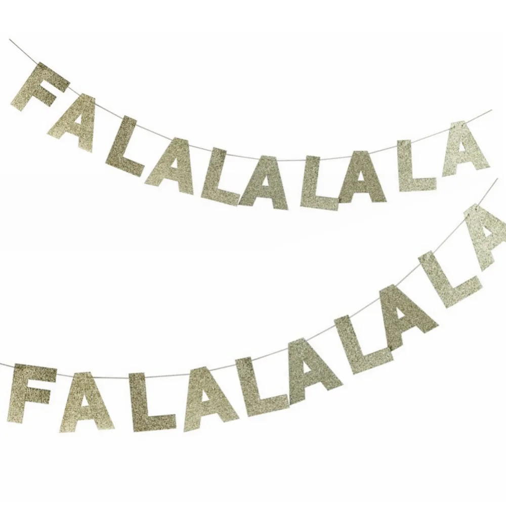 

FALALALALA Gold Glitter Banner Christmas Garland Photo Prop Handmade Holiday Decor Gold Christmas Banner Glitter Garland