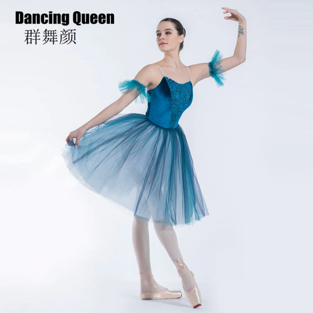 19336 elegante tutú de ballet azul para niñas mujeres corpiño de