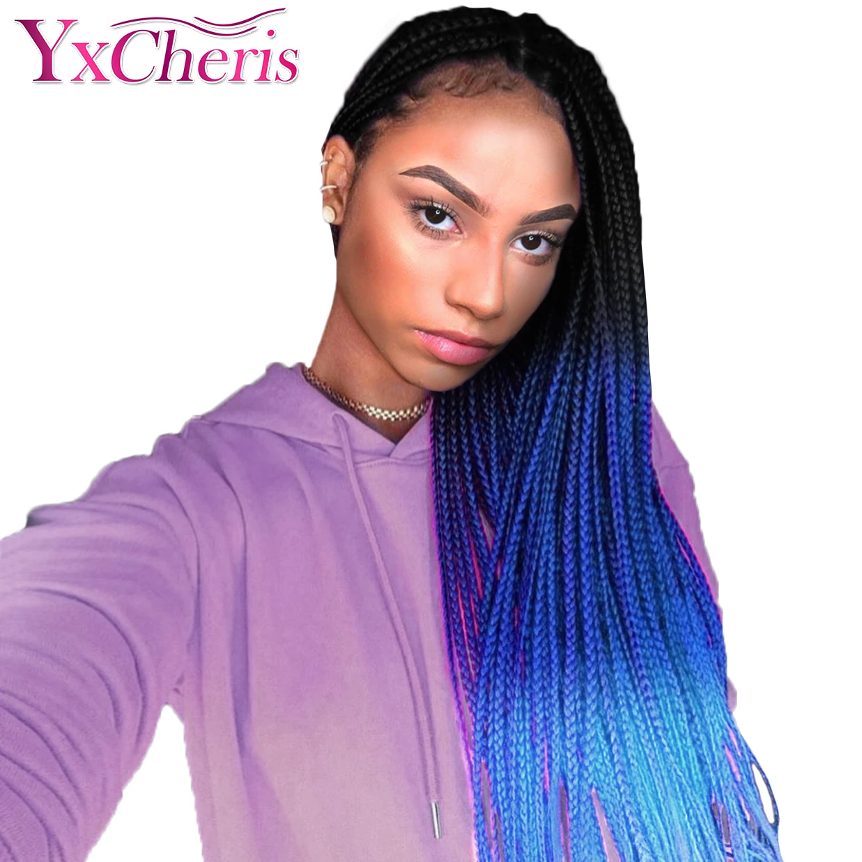 

YxCheris Box Braid Hair Synthetic Braiding Hair Ombre Crochet Hair Braid 22 Strands/Pack 100 Grams