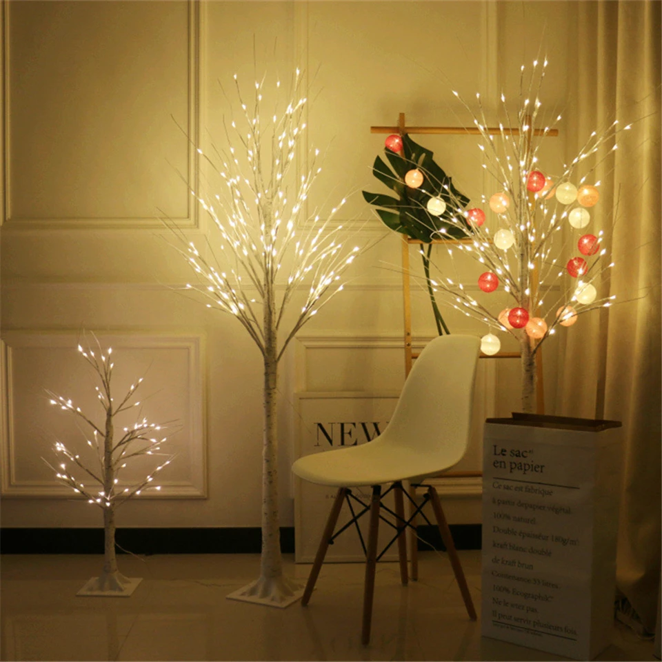 Светодиодный светильник в виде березы для рождественских праздников, украшения для дома, ЕС, современный креативный светильник в виде дерева, Прямая поставка