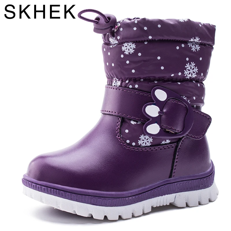 

SKHEK Children Boots New Girls Boots Boys Waterproof Non-slip Snow Boots For Kids Winter Shoes Rubber Rubber Outso High Quality