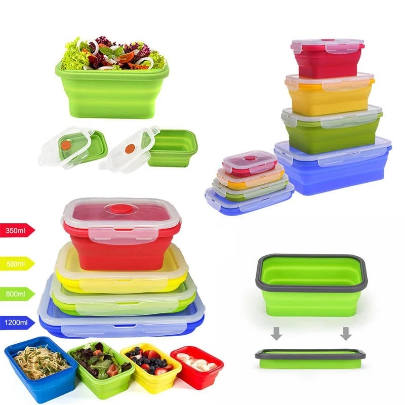 Silicone Collapsible Bento Lunch Box Food Box Food Storage