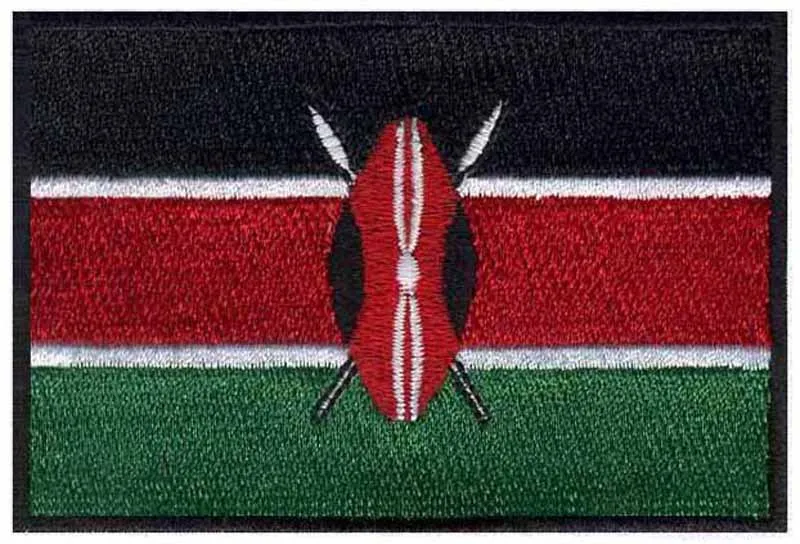 Embroidery flag of kenya 3 wide fabric applique flowersparches