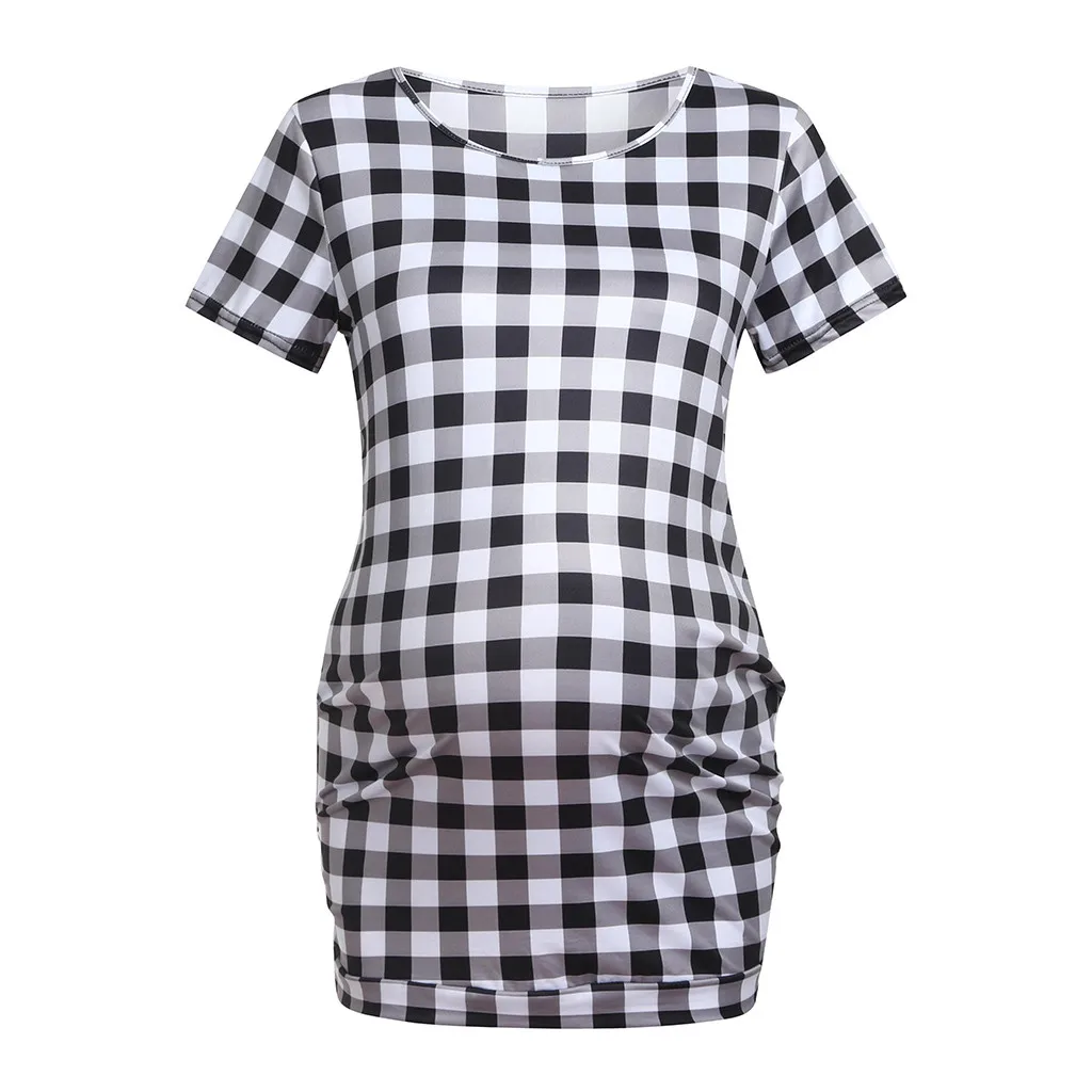 Vetement femme женская рубашка Одежда для беременных топы с короткими рукавами для грудного вскармливания Nusring клетчатые футболки Одежда для беременных
