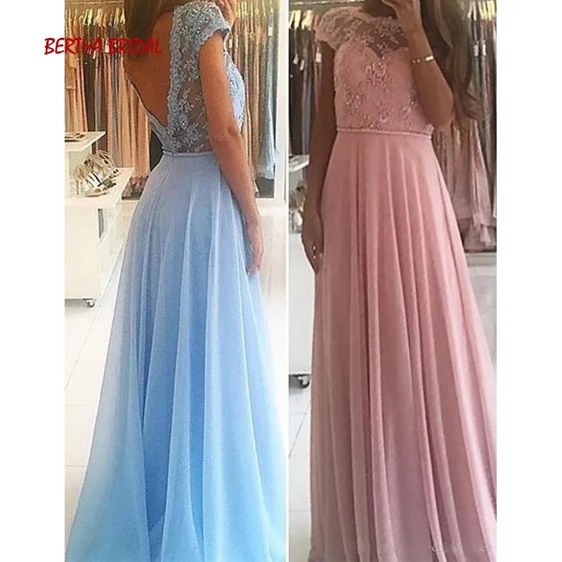 

Sparkly Prom Dresses Low Back Appliqued Cap Sleeves Illusion Neck Floor Length Evening Gowns For Women Abschlussballkleid