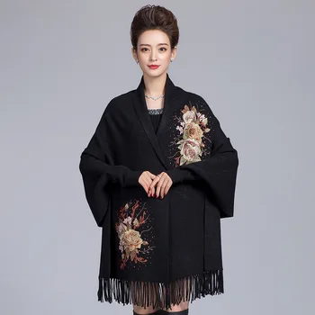 

Winter Warm Artificial Cashmere Scarf Scarves Fashion Lady Bling Faux Crystal Shawls Cape Tassels Cloak Mantilla Chal 75x177cm