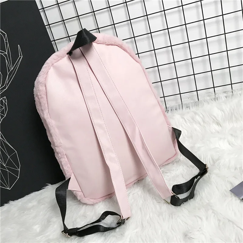 Cute Velvet Small Backpack School Bag for Teenage Girls Fashion Travel  Backpack,Pink 