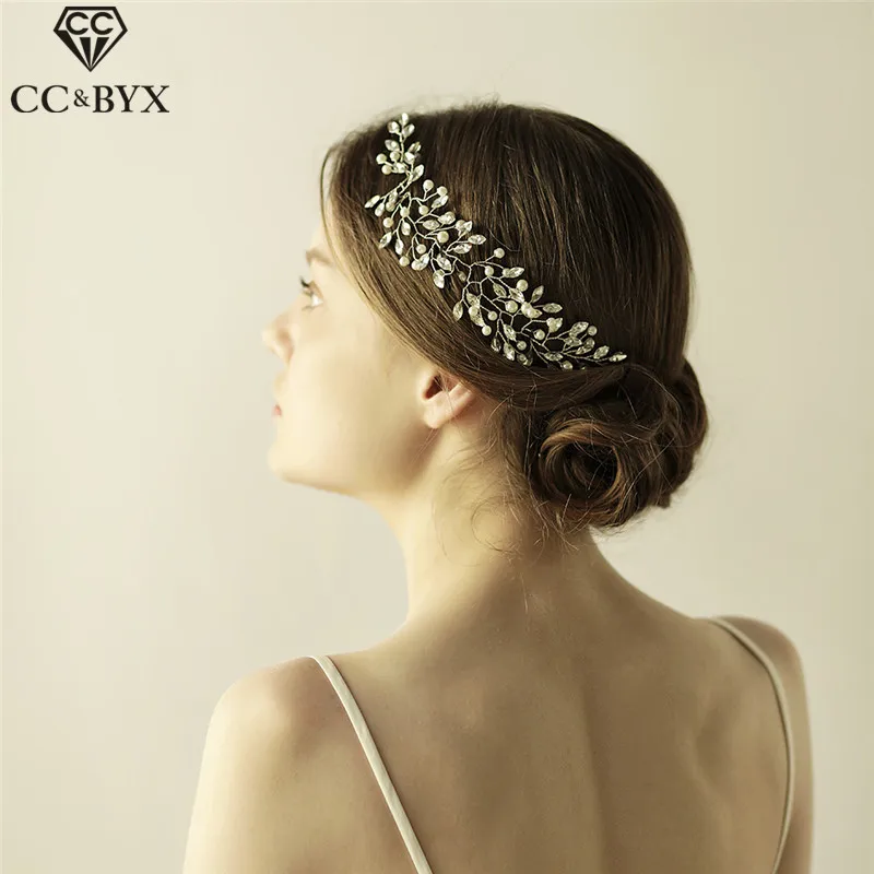 

CC Headband For Women Hairband Rhinestone Beads Leaf Romantic Handmade Wedding Hair Accessories Bridal Pageant Jewelry Gift O846