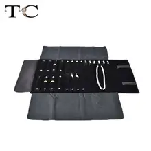 Портативная подставка для драгоценностей в рулоне путешествия шоу чехол Мультифункциональный для кольца серьга, ожерелье, подвеска держатель бархатная сумка