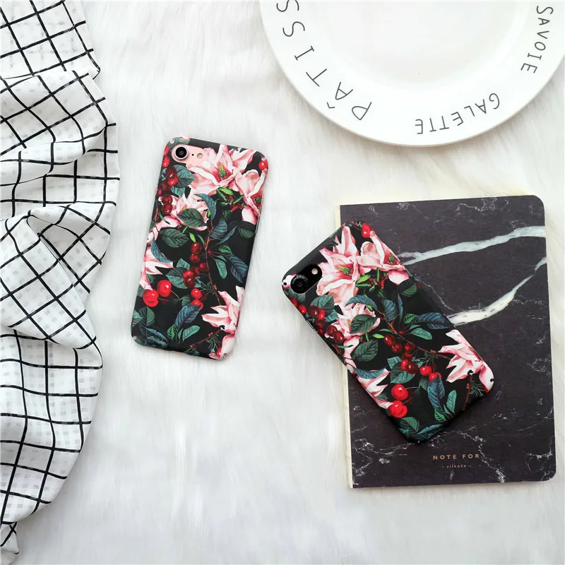 

Fashion Cherry tree art vintage flower phone case For iphone 6 6s 7 7plus PC Hard Matte back cover For iphone 8 8puls Capa