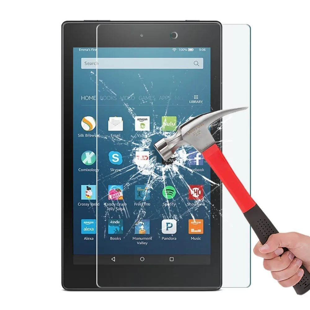 

Screen Protector case For NewFire HD8 8" 201z7 Released 7th Generation Tempered Glass for 2017 All-New Amazon Fire HD 8