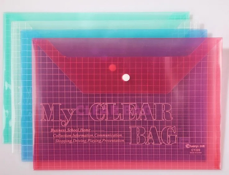 A4 PP my clear bag transparent button file bag office school document