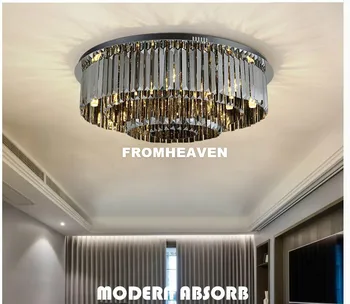 

Newly LED Crystal Ceiling Lamp Round Smokey Champagne LED Crystal Ceiling Lamp Flush Mount Lighting for Office Home Decoration