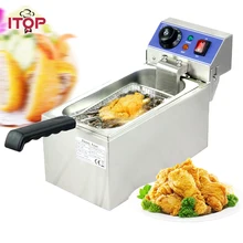 ITOP Single Tank 6L Electric Deep Fryers Stainless Steel smokeless French Fries Chicken Frying grill Kitchen Commercial Fryers commercial kitchen 2 fry baskets stainless steel gas deepfryer industrial gas deep fryers