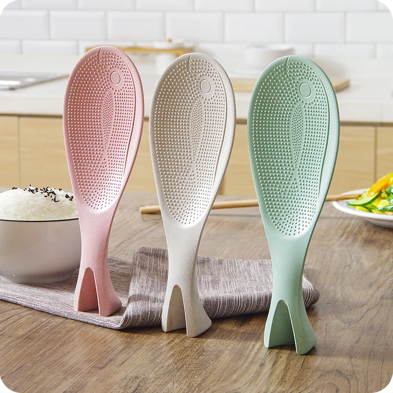 

1pc Vertical Fish Shaped Rice Spoon Household Spoon Rice Cooker Nonstick Rice Plastic Spoon Home Gadgets