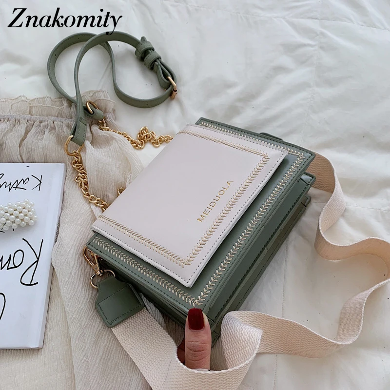 

Znakomity Green PU Leather Woman Crossbody Bags Small Women Shoulder Bags Fashion Casual Chains Ladies Messenger Cross Body Bags