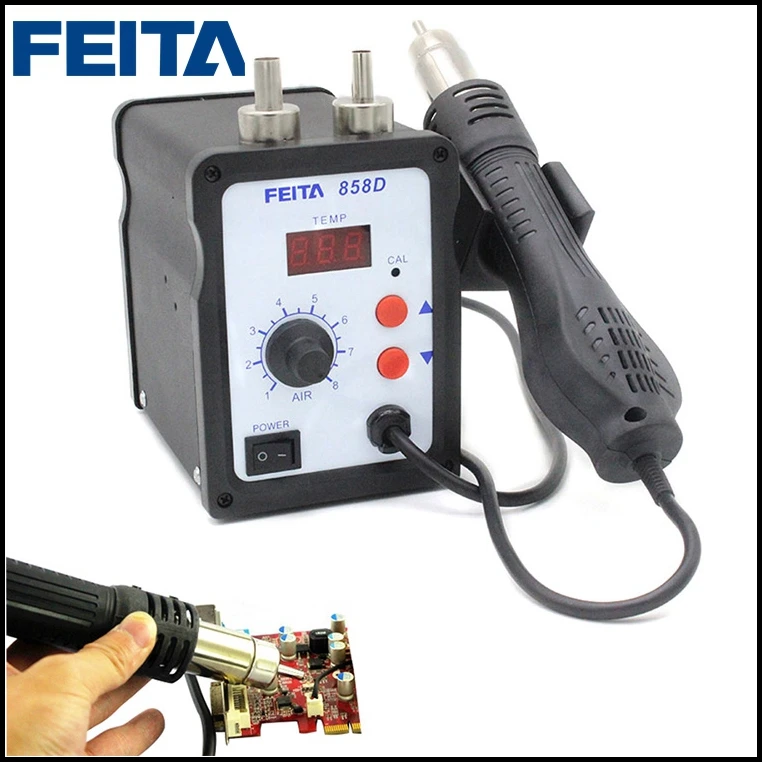 

FEITA 858D 110V/220V SMD Rework Soldering Station LED Digital Hot Air Gun Desoldering Station