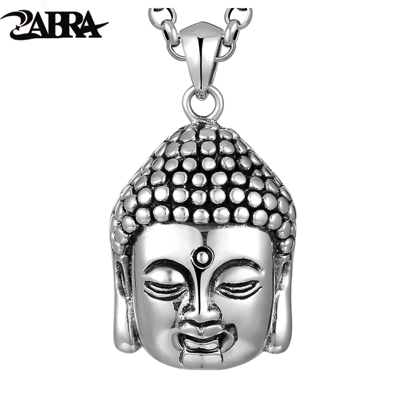 ZABRA реального Чистая 925 пробы серебро Буддизм Будда голова кулон с портретом для мужские Винтаж панк ретро серебряные мужские ювелирные