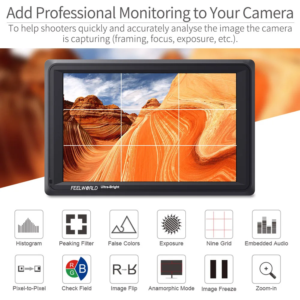 FEELWORLD FW279S 7 ''ультра яркая 2200nit камера DSLR полевой монитор 3G SDI 4K HDMI Full HD 1920x1200