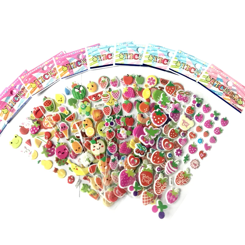 5 листов 3D Пузырьковые наклейки Мультяшные фрукты Vagetable водонепроницаемые наклейки Развивающие игрушки для детей подарок для мальчиков и девочек GYH