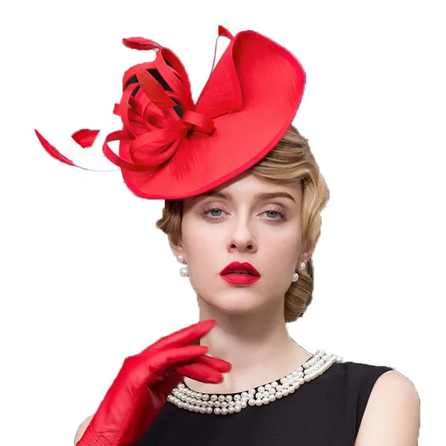 FS Ladies Black Red Wedding Hats For Women Pillbox Fascinators Hat ...