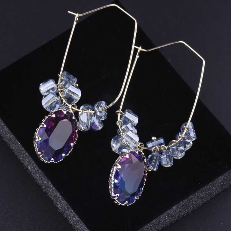 

CocoANGEL Tourmaline Drop earrings Crystal Copper & Electroplating Geometric Sterling Drop Earring Fashion For Women
