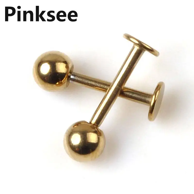

50pcs Gold Titanium Pierce Ball fake Lip Tongue Labret Rings Body Jewelry Lots Piercing Ball Bulks Unisex Jewelry