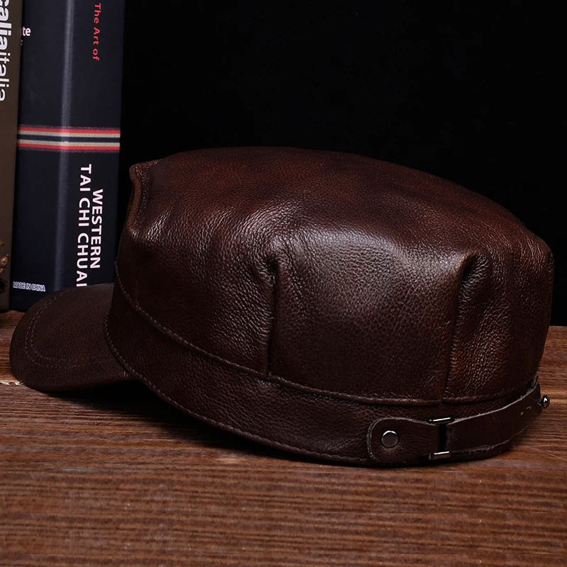 Billige HL059 männer echte leder baseballmütze marke neue frühling echt leder erwachsene feste einstellbare armee hüte caps