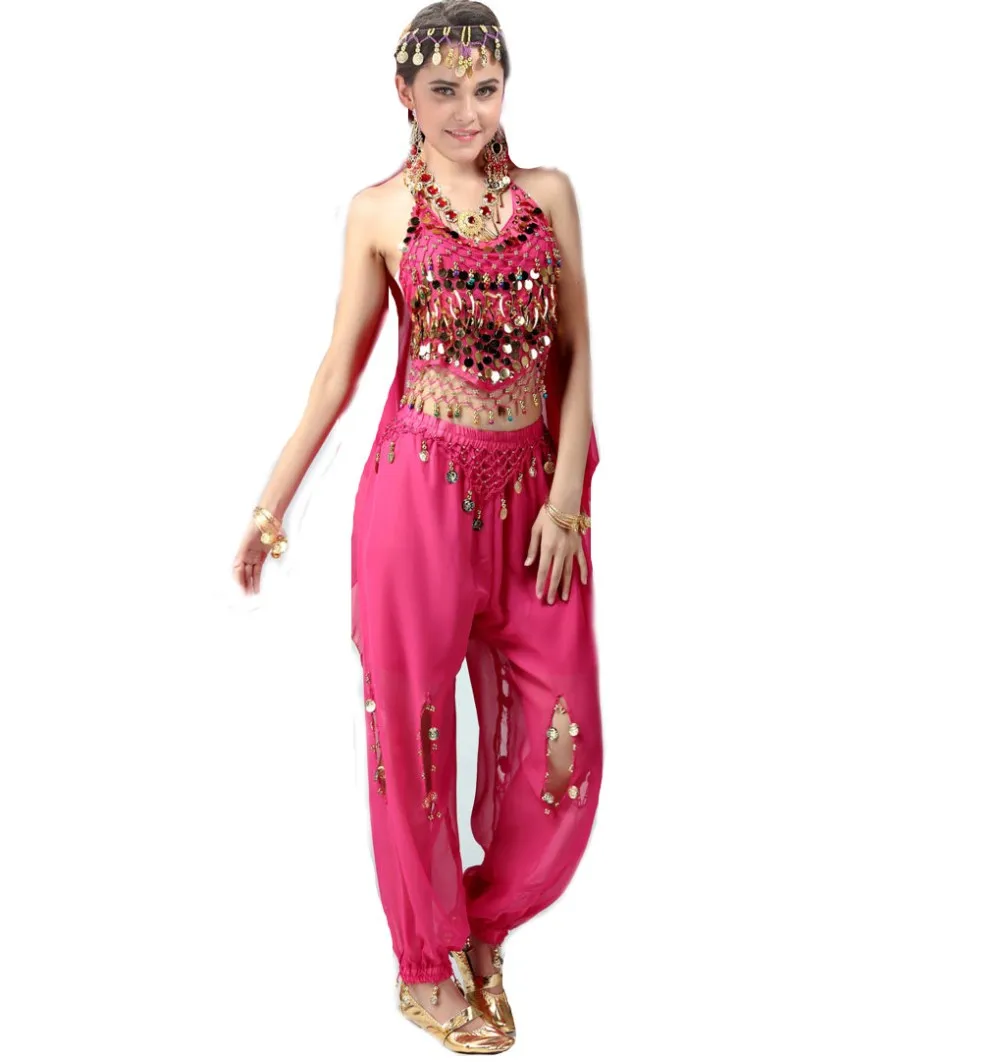 2 шт набор монета Египетский танец живота костюм индийский триба брюки Цыганский костюм танца живота платье женский танец живота костюм набор