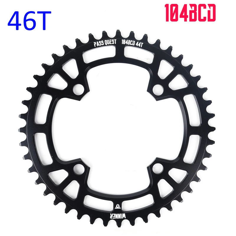 Pass Quest 104BCD MTB горный велосипед узкая широкая Звездочка 32T 36T 40T 42T 46T 48T коленчатая зубная пластина запчасти - Цвет: Black 46T