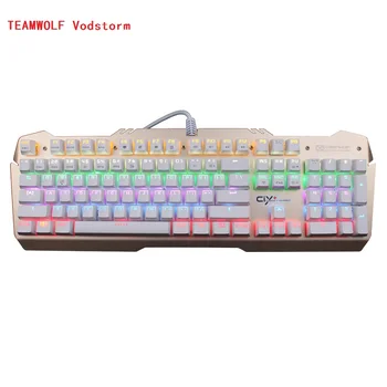 

TEAMWOLF Vodstorm CIY Mechanical Keyboard 104key black blue switch Backlit Gaming Keyboard For Laptop PC gamer RUSSIAN Sticker