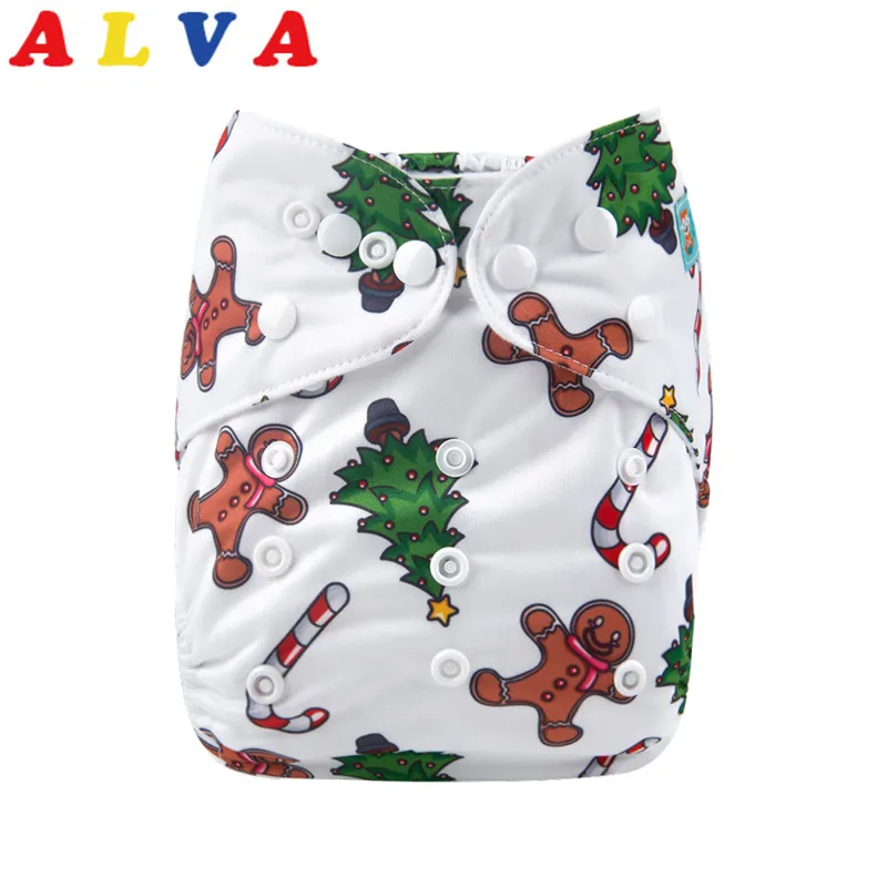 2018 Alvababy Christmas Day Pattern Baby Cloth Diapers Baby Reusable