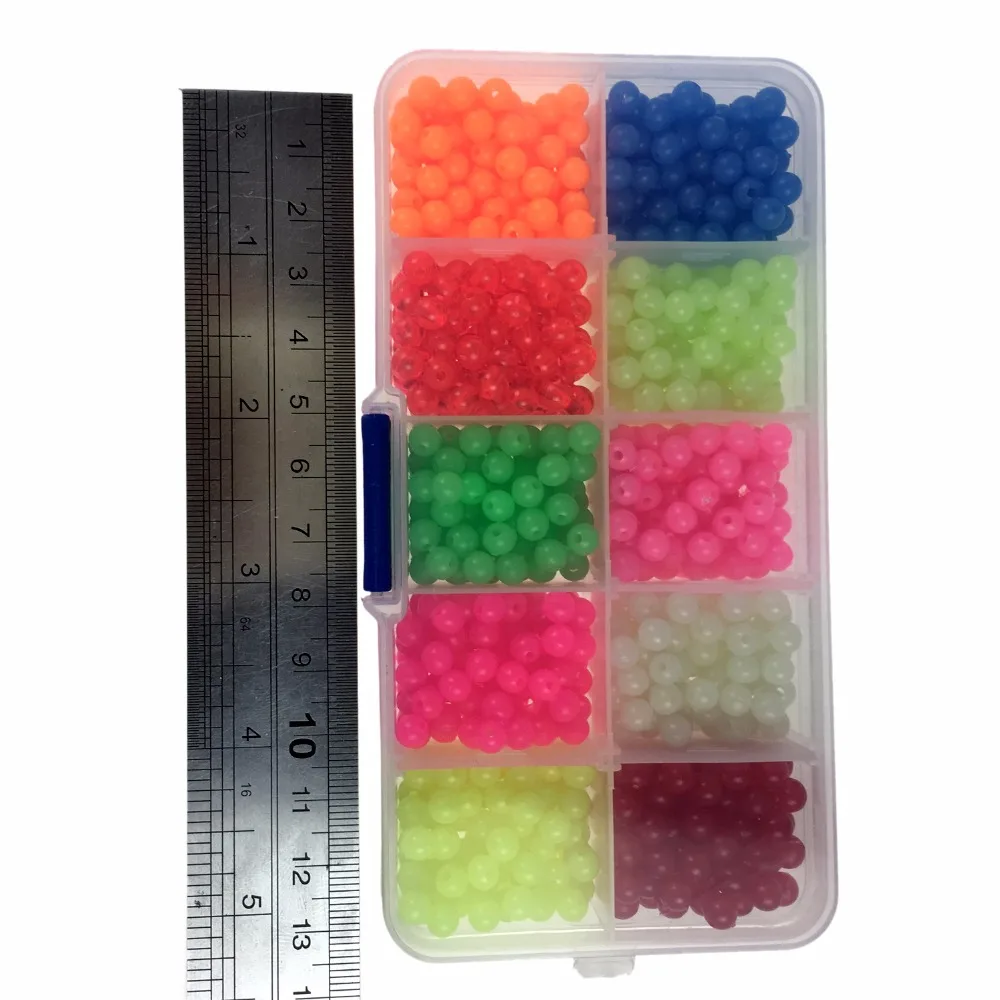 1000 Pcs//Box Plastic Round Luminous Fishing Beads Glow In The Dark Bait Tackles