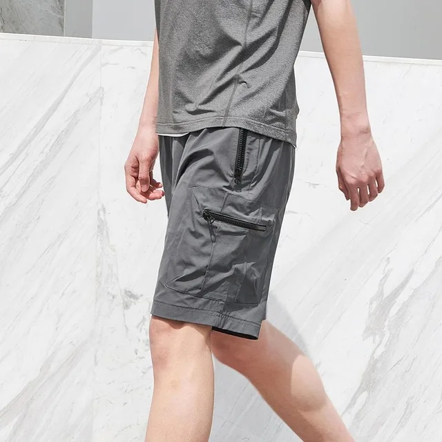 Light grey M ULEEMARK мужские быстросохнущие рабочие шорты Высокие эластичные многокарманные быстросохнущие дышащие брезентовые шорты - Цвет: Light grey M