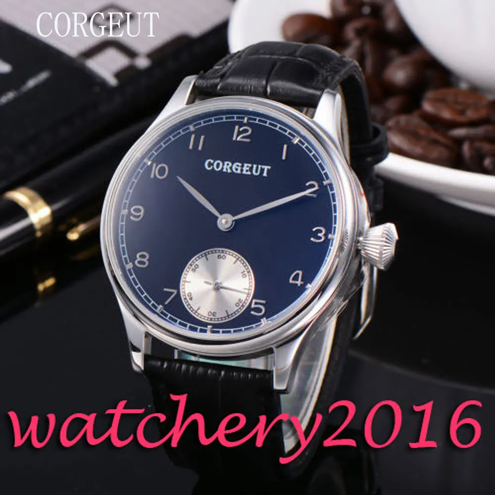 

Casual Corgeut 44mm Black Dial Stainless Steel case 17 jewel 6498 Hand Winding movement Men's Watch
