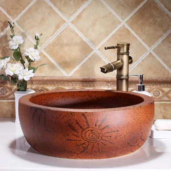 

China Artistic Handmade ceramic sink wash basin Ceramic sink bowl Counter Top ceramic Wash Basin Bathroom Sink
